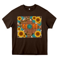 Chocolate Brown sunflower gemstone and mom with cowhide Heavy Core Tee - Artiststas