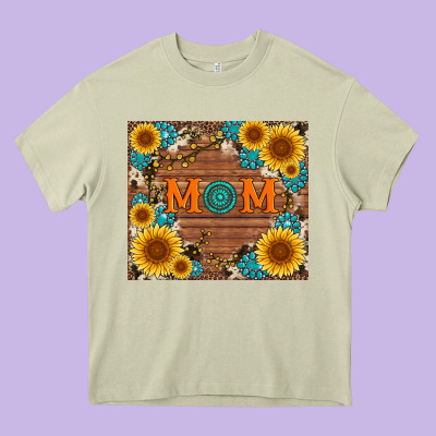 Sunflower Gemstone And Mom With Cowhide Heavy Core Tee Designed By Artiststas