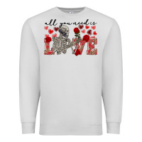 Dove Grey Skeleton all you need is love Premium Sweatshirt - FaDigitalArtStudio