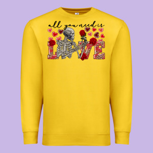 Skeleton All You Need Is Love Premium Sweatshirt Designed By Fadigitalartstudio