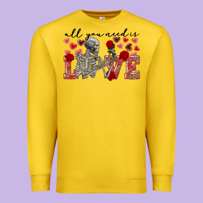Skeleton All You Need Is Love Premium Sweatshirt Designed By Fadigitalartstudio