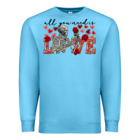 Ocean Blue Skeleton all you need is love Premium Sweatshirt - FaDigitalArtStudio