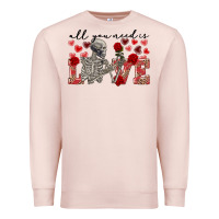 Pale Pink Skeleton all you need is love Premium Sweatshirt - FaDigitalArtStudio