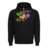 Black mardi gras heart Zipper Hoodie - CowGirlArtShop