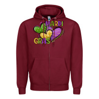 Burgundy mardi gras heart Zipper Hoodie - CowGirlArtShop