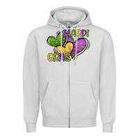 Dove Grey mardi gras heart Zipper Hoodie - CowGirlArtShop