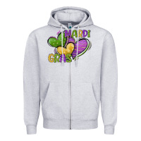 Heather Grey mardi gras heart Zipper Hoodie - CowGirlArtShop