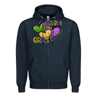 Navy mardi gras heart Zipper Hoodie - CowGirlArtShop