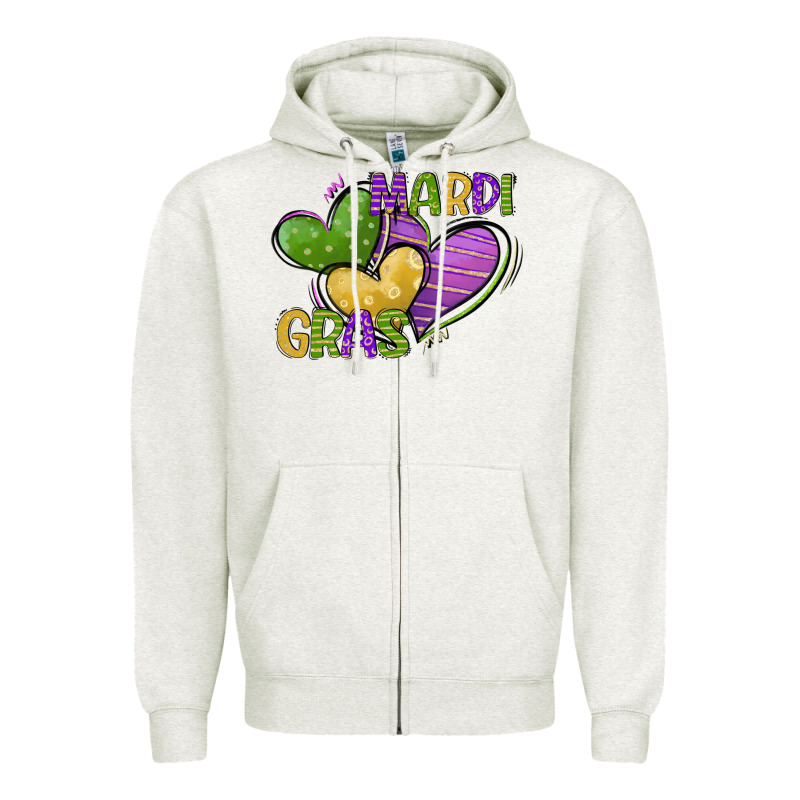 Mardi Gras Heart Zipper Hoodie by CowGirlArtShop | Teevron