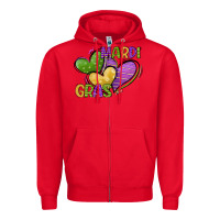 Red mardi gras heart Zipper Hoodie - CowGirlArtShop