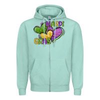 Seafoam mardi gras heart Zipper Hoodie - CowGirlArtShop
