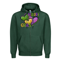 Sports Green mardi gras heart Zipper Hoodie - CowGirlArtShop