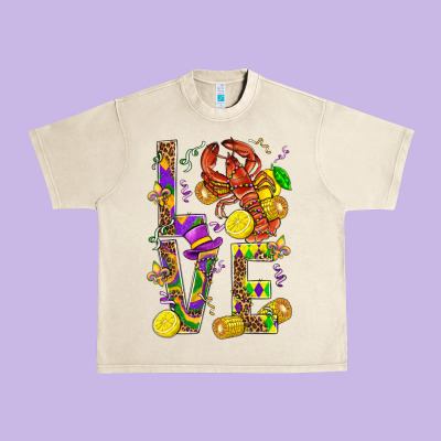 Love Crawfish Mardi Gras Urban Heavy Tee Designed By Bundleandbundleshop