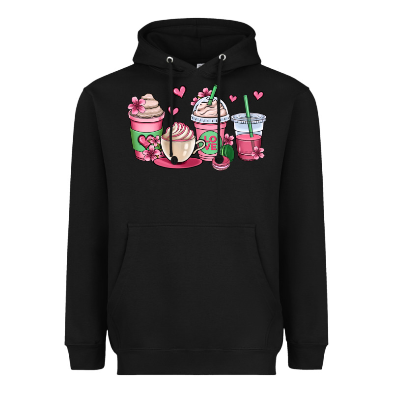 Valentines Day Coffee Cups Heavyweight Hoodie by OliviaCreatesArt | Teevron