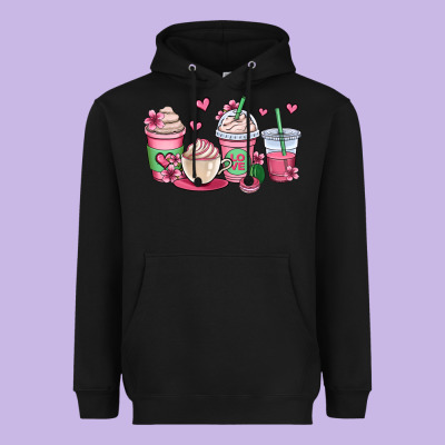 Valentines Day Coffee Cups Heavyweight Hoodie Designed By Oliviacreatesart