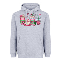 Heather Grey valentines day coffee cups Heavyweight Hoodie - OliviaCreatesArt