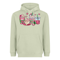 Matcha valentines day coffee cups Heavyweight Hoodie - OliviaCreatesArt
