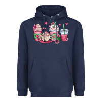 Navy valentines day coffee cups Heavyweight Hoodie - OliviaCreatesArt