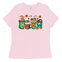 Bubblegum Pink sloth coffee cups Ladies Tee - Jasminsmagicworld