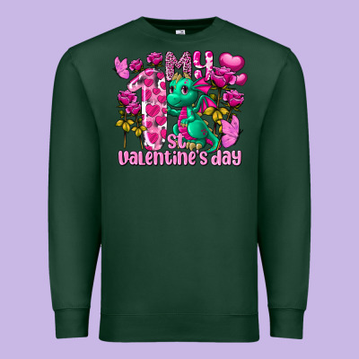 My First Valentine's Day Dragon Premium Sweatshirt Designed By Fadigitalartstudio
