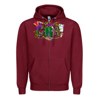 Burgundy cna mardi gras Zipper Hoodie - CowGirlArtShop