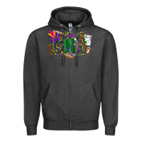 Charcoal Heather cna mardi gras Zipper Hoodie - CowGirlArtShop