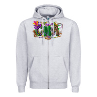 Heather Grey cna mardi gras Zipper Hoodie - CowGirlArtShop