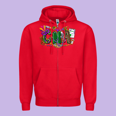 Cna Mardi Gras Zipper Hoodie Designed By Cowgirlartshop