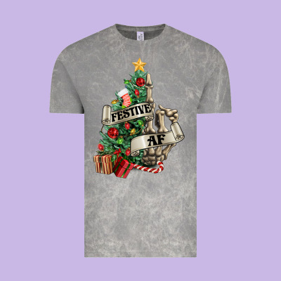 Festive Af Christmas Middle Finger Vintage Tee Designed By Nancycooperartshop