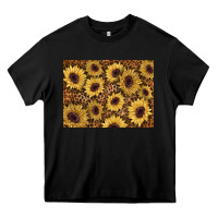 Black sunflower leopard background 3200x2400 Heavy Core Tee - AdoDesignShop