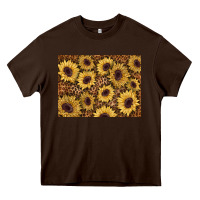 Chocolate Brown sunflower leopard background 3200x2400 Heavy Core Tee - AdoDesignShop