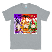Heather Grey happy hallothanksmas gnomies Classic Tee - MaliasSmallBusiness