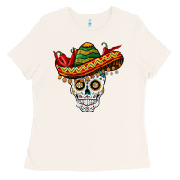 Bone cinco de mayo sombrero skull Ladies Tee - BarkalooDesign