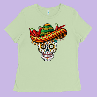 Cinco De Mayo Sombrero Skull Ladies Tee Designed By Barkaloodesign