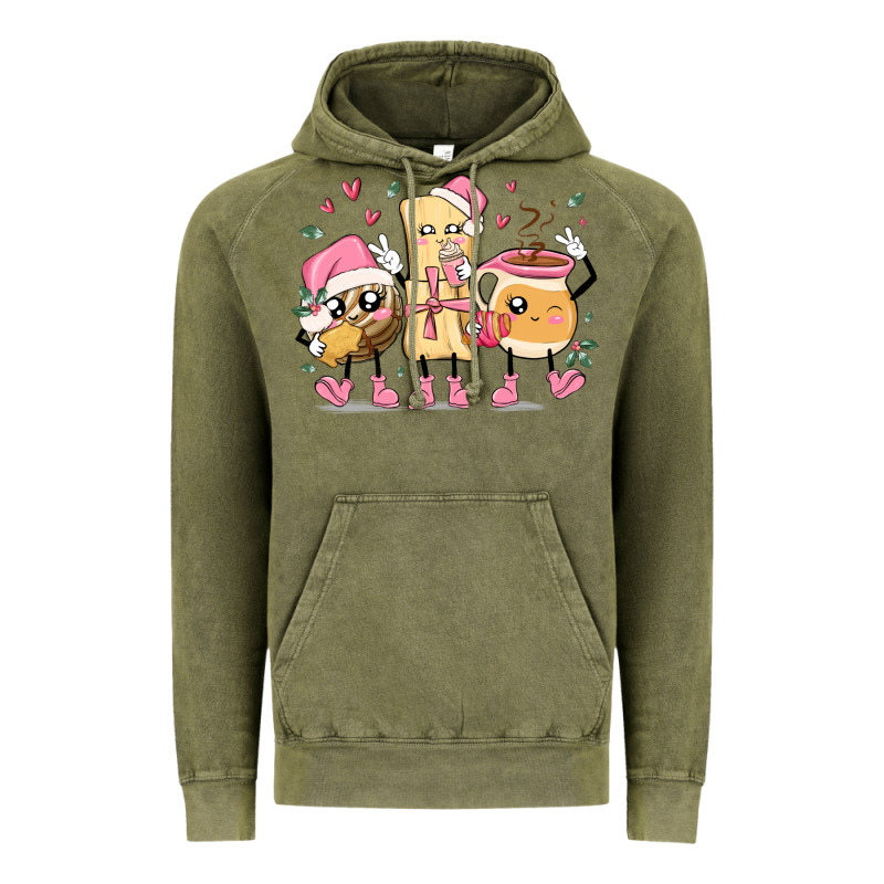 Mexican Christmas Pan Dulce Cartoon Characters Vintage Hoodie by MaliasSmallBusiness | Teevron