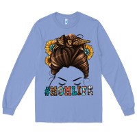 Colony Blue mom life messy bun Long Sleeve Tee - Jasminsmagicworld