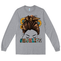 Heather Grey mom life messy bun Long Sleeve Tee - Jasminsmagicworld