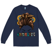 Navy mom life messy bun Long Sleeve Tee - Jasminsmagicworld