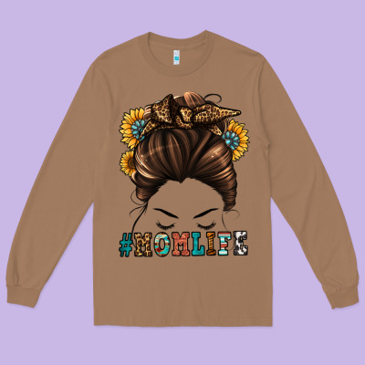 Mom Life Messy Bun Long Sleeve Tee Designed By Jasminsmagicworld