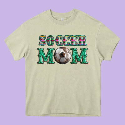 Soccer Mom With Leopard Ball And Serape Leopard Heavy Core Tee Designed By Artiststas