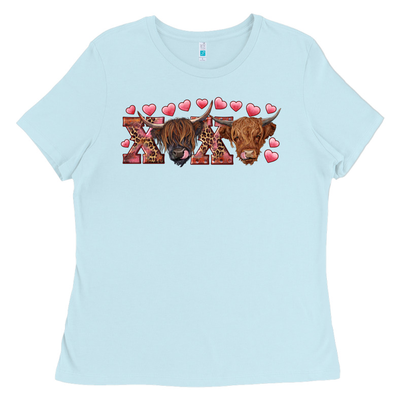 Xoxo Highland Cows Ladies Tee by RanaPortraitStore | Teevron