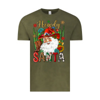 Vintage Olive Howdy Santa Vintage Tee - NancyCooperArtShop