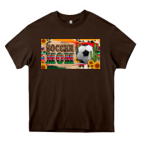 Chocolate Brown soccer mom with ball and sunflower cactus serape licanse plate Heavy Core Tee - Artiststas