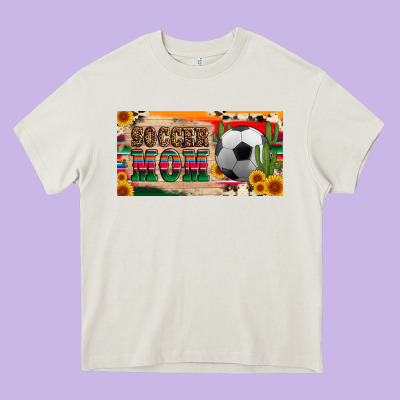 Soccer Mom With Ball And Sunflower Cactus Serape Licanse Plate Heavy Core Tee Designed By Artiststas