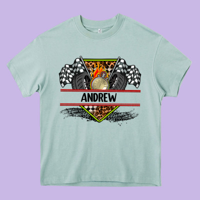 Custom Name Race Flag And Race Equipment Heavy Core Tee Designed By Adodesignshop