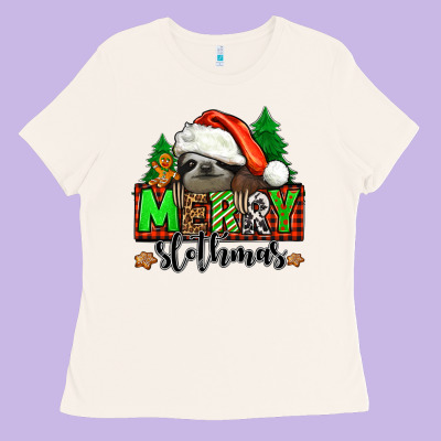 Merry Slothmas Ladies Tee Designed By Jasminsmagicworld