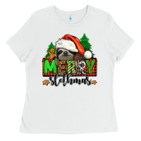White merry slothmas Ladies Tee - Jasminsmagicworld