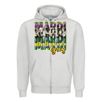 Dove Grey cowhide mardi gras Zipper Hoodie - CowGirlArtShop