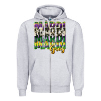 Heather Grey cowhide mardi gras Zipper Hoodie - CowGirlArtShop