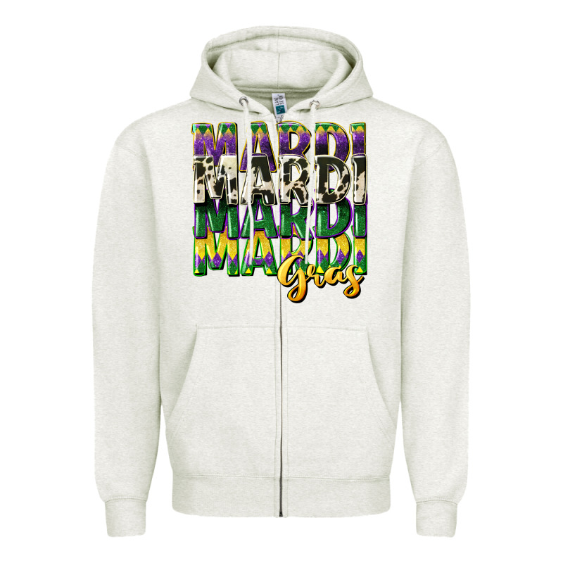 Cowhide Mardi Gras Zipper Hoodie by CowGirlArtShop | Teevron